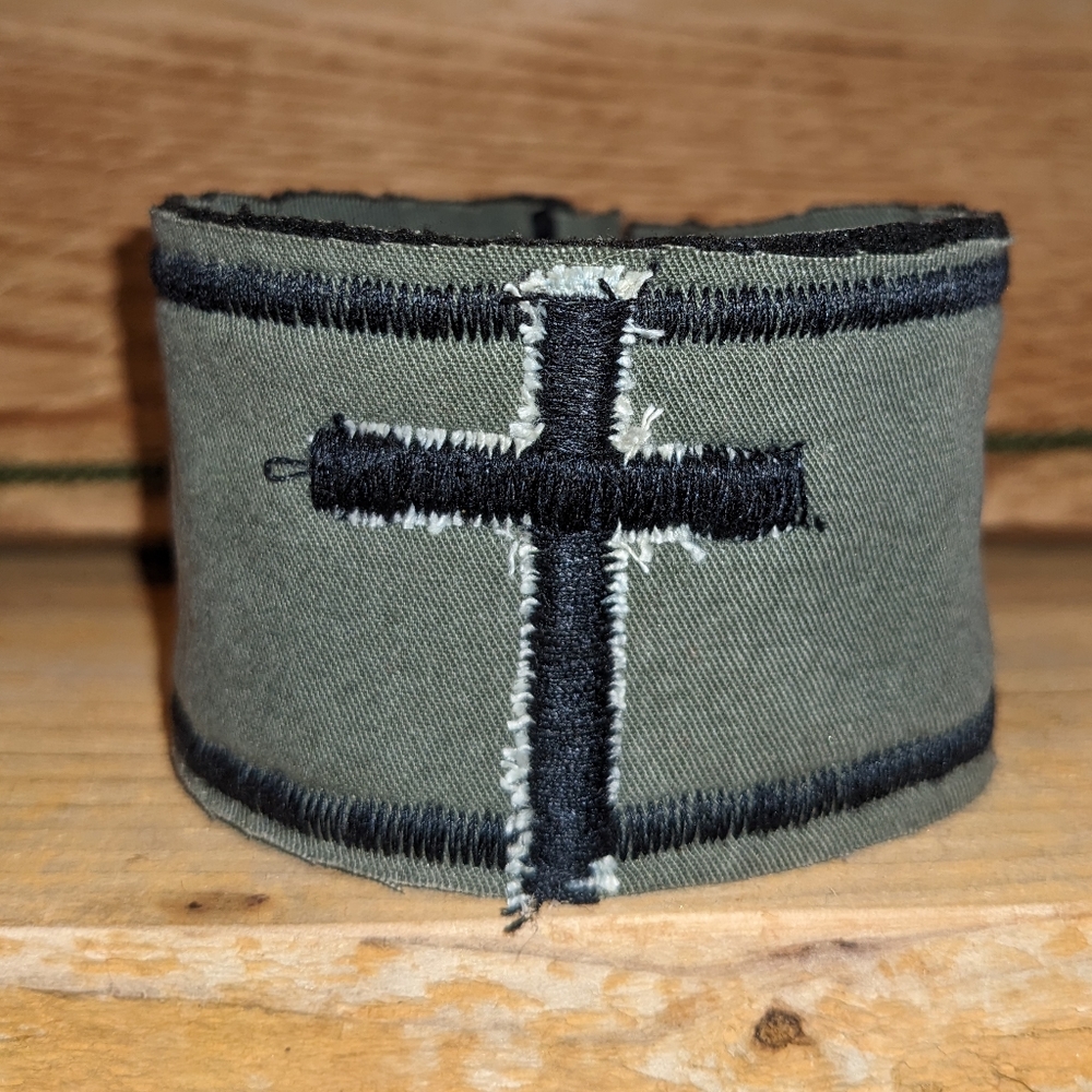 CROSS Embroidered Bracelet Cuff One of a Kind HANDCRAFTED